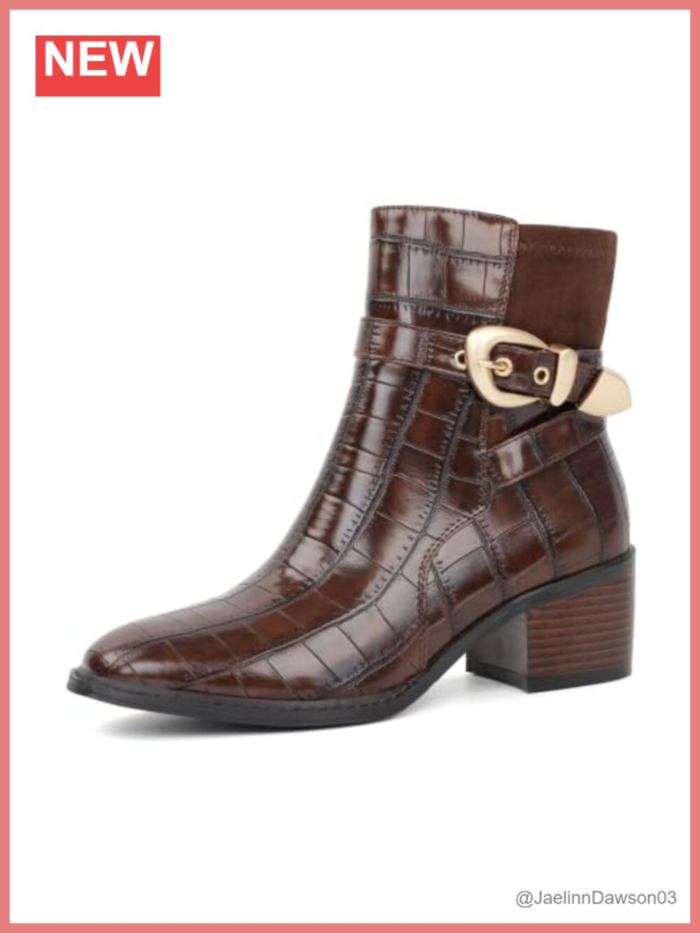 Faux Leather Chelsea Ankle Boots Block Heel Side Zip Women's